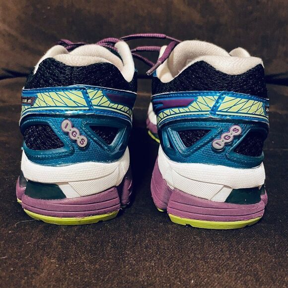 Mint condition ASICS GEL KAYANO 20 Black Blue Purple Lime 9 US Womens Medium - Picture 7 of 16